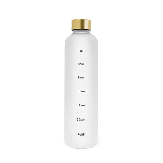 1L Water Bottle Time Marker 32 OZ Motivational Reusable Leakproof BPA Free Frosted Plastic