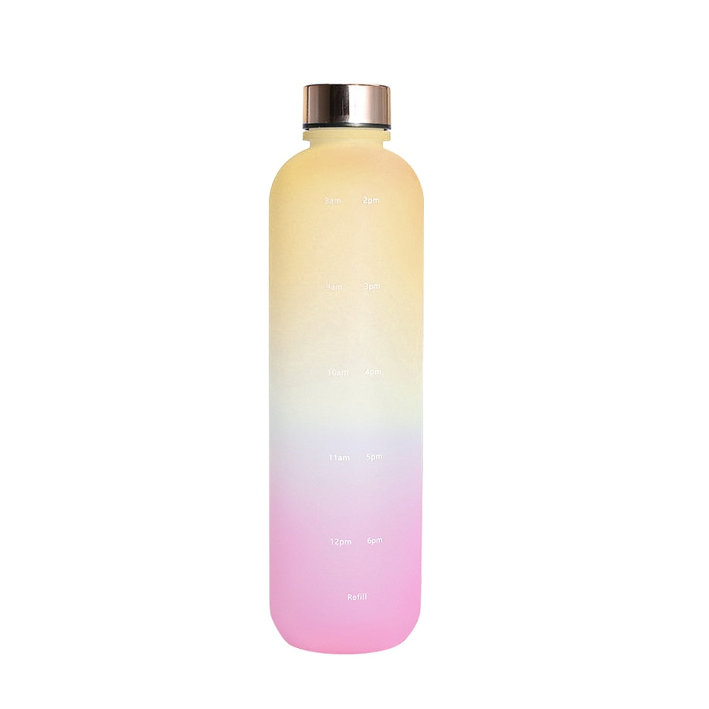 1L Water Bottle Time Marker 32 OZ Motivational Reusable Leakproof BPA Free Frosted Plastic