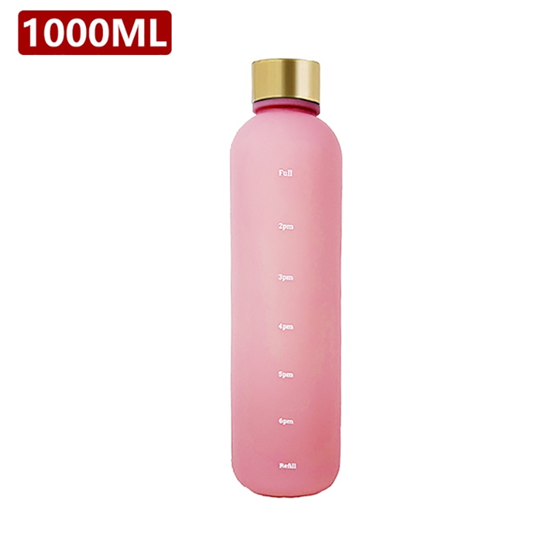 1L Water Bottle Time Marker 32 OZ Motivational Reusable Leakproof BPA Free Frosted Plastic