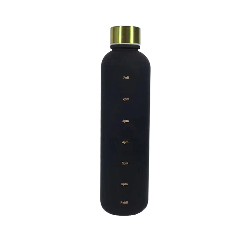 1L Water Bottle Time Marker 32 OZ Motivational Reusable Leakproof BPA Free Frosted Plastic