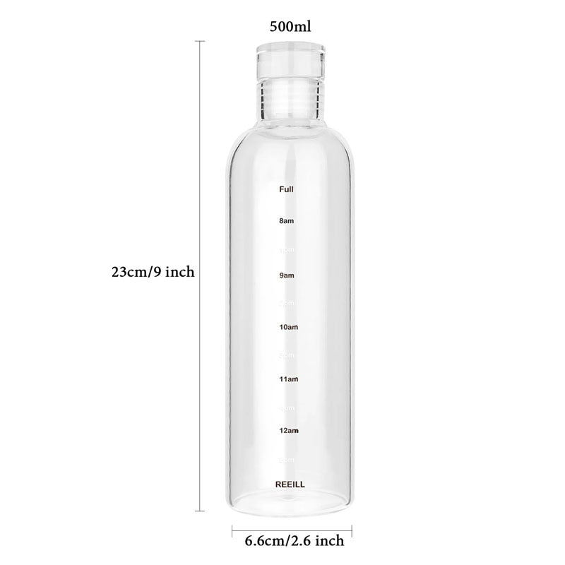 1L Water Bottle Time Marker 32 OZ Motivational Reusable Leakproof BPA Free Frosted Plastic