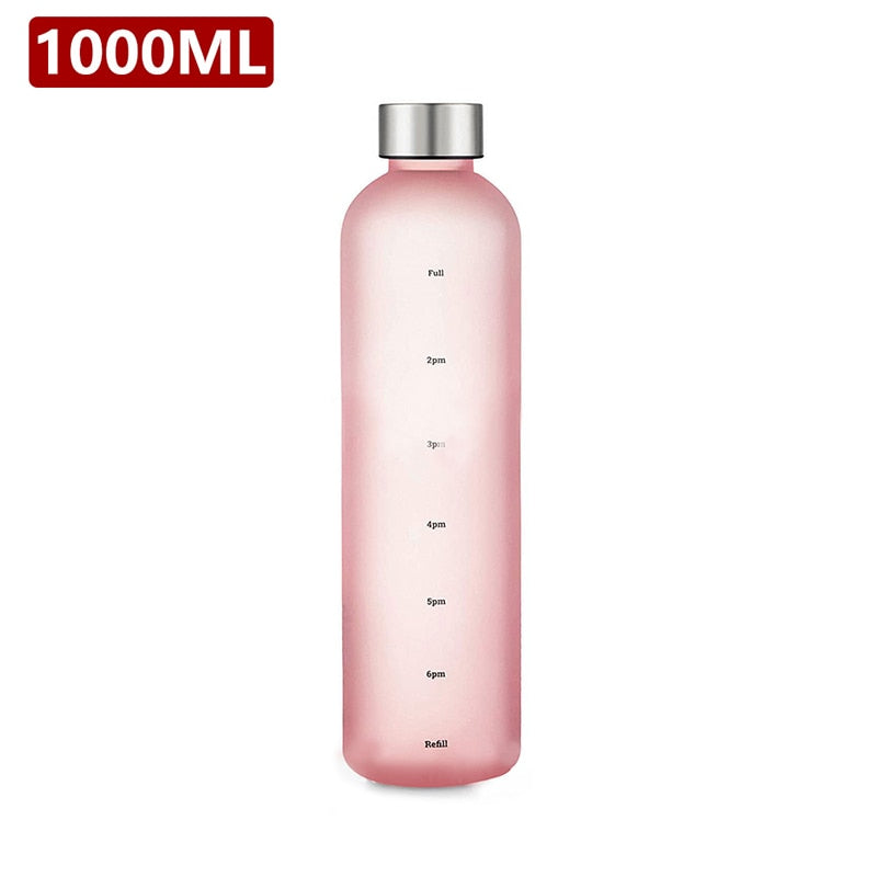 1L Water Bottle Time Marker 32 OZ Motivational Reusable Leakproof BPA Free Frosted Plastic