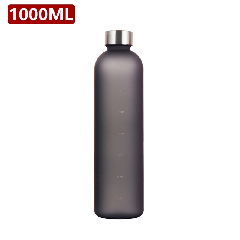 1L Water Bottle Time Marker 32 OZ Motivational Reusable Leakproof BPA Free Frosted Plastic